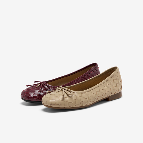 Bata浅口单鞋女2025秋季商场新款优雅编织通勤软底单鞋AVL67CQ5