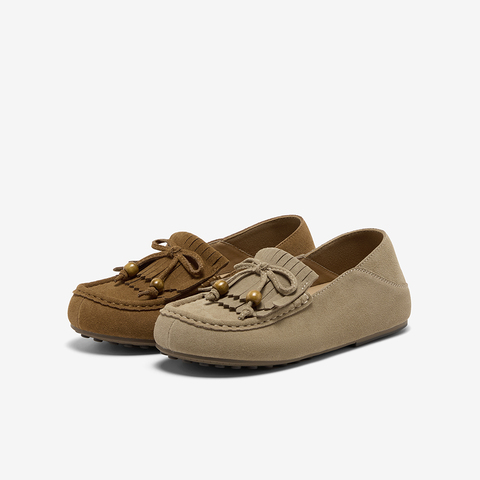 Bata乐福鞋女2025秋季商场新款复古英伦风牛剖皮通勤单鞋7267DCA5