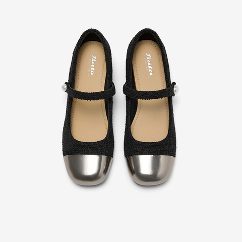 Bata玛丽珍女2025秋季商场新款法式小香风粗跟软底单鞋8922DCQ5