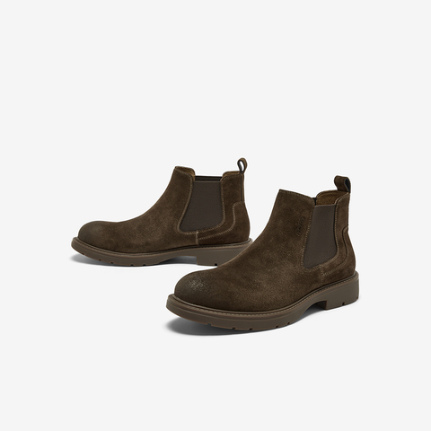 Bata切尔西男2025冬商场新款英伦通勤牛剖皮百搭通勤低靴29693DD5