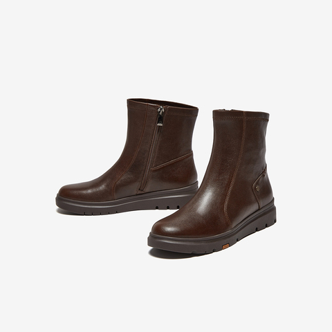 Bata时装靴女2025冬商场新款羊皮软底通勤百搭厚底短筒靴ABN69DZ5