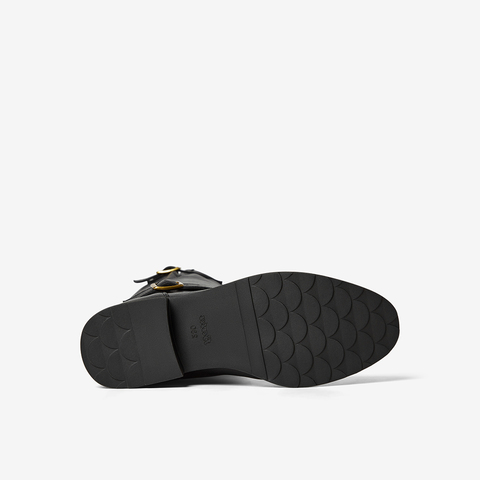 Bata西部靴女2025冬季商场新款牛剖皮粗跟显瘦长筒牛仔靴51052DG5