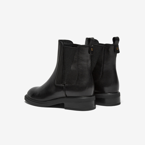 Bata切尔西靴女2025冬商场新款英伦风羊皮通勤软底短筒靴AKL66DD5