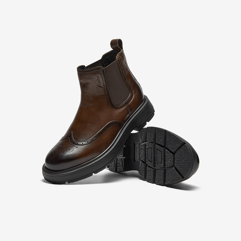 Bata切尔西靴男2025冬季商场新款牛皮英伦风通勤百搭低靴25611DD5