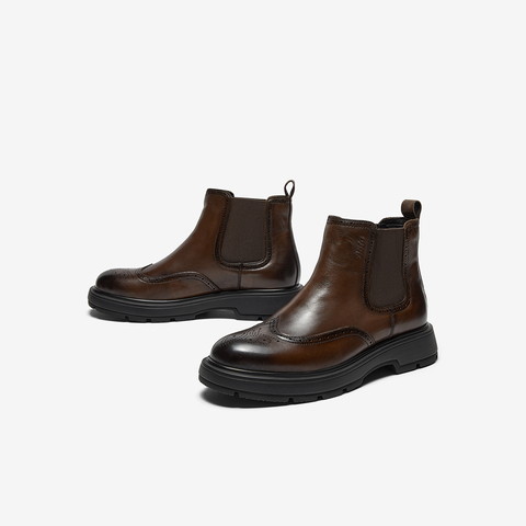 Bata切尔西靴男2025冬季商场新款牛皮英伦风通勤百搭低靴25611DD5