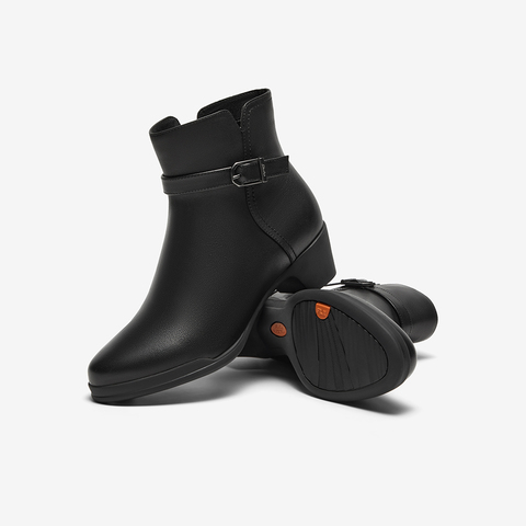 Bata时装靴女2025冬商场新款羊皮通勤百搭软底粗跟短筒靴AV455DD5