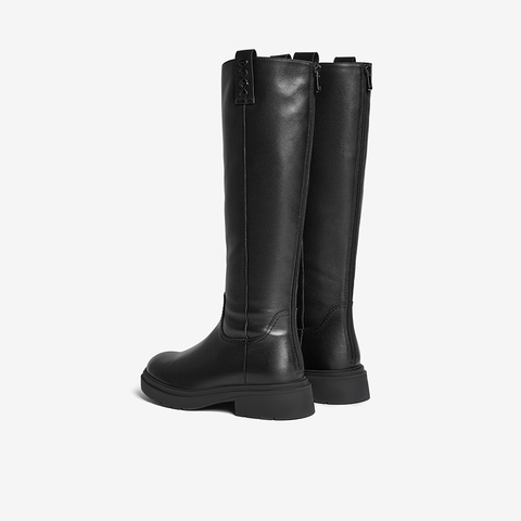 Bata及膝骑士靴女2025冬商场新款牛皮粗跟百搭显瘦长筒靴AC247DG5