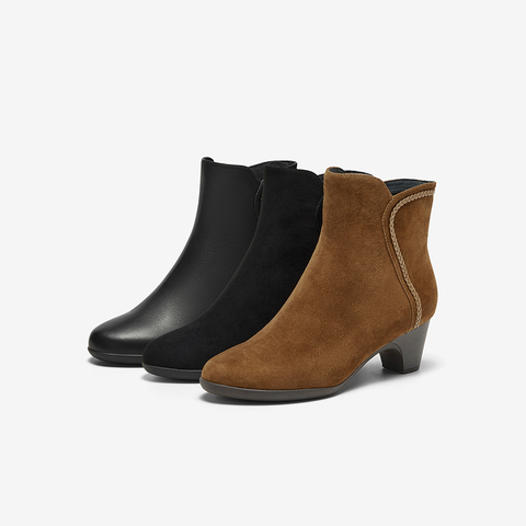 Bata时装靴女2025冬季商场新款羊皮软底通勤百搭短筒靴AQ776DD5