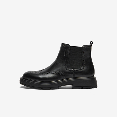 Bata切尔西靴男2025冬季商场新款牛皮英伦风通勤百搭低靴25611DD5