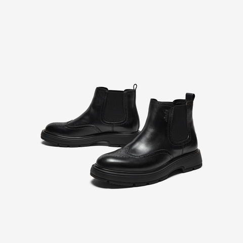 Bata切尔西靴男2025冬季商场新款牛皮英伦风通勤百搭低靴25611DD5