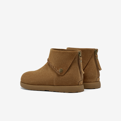 Bata时装靴女2025冬季商场新款百搭牛剖皮通勤百搭短靴30921DD5