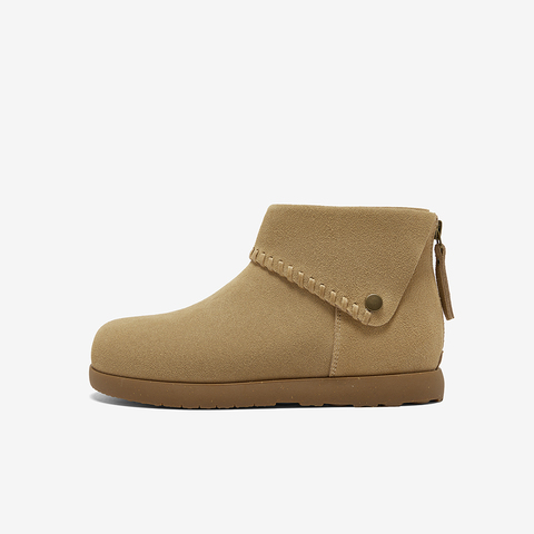 Bata时装靴女2025冬季商场新款百搭牛剖皮通勤百搭短靴30921DD5