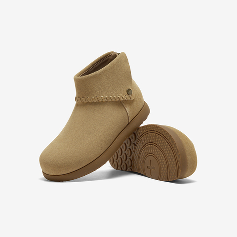 Bata时装靴女2025冬季商场新款百搭牛剖皮通勤百搭短靴30921DD5