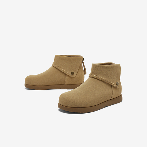 Bata时装靴女2025冬季商场新款百搭牛剖皮通勤百搭短靴30921DD5