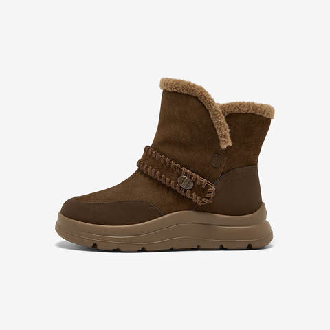 Bata雪地靴女2025冬季商场新款牛剖皮保暖厚底时尚短靴AD146DD5