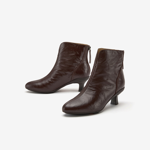 Bata时装靴女2025冬商场新款羊皮软底优雅粗跟通勤短筒靴AIR53DD5