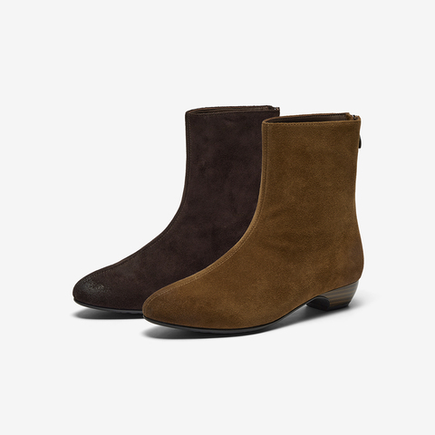 Bata瘦瘦靴女2025冬季新款百搭牛剖皮粗跟通勤百搭时装靴66061DZ5