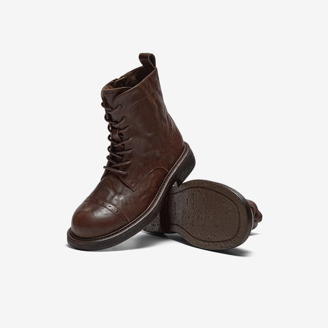 Bata英伦马丁靴女2025冬季新款牛皮粗跟百搭纹理短筒靴66052DZ5