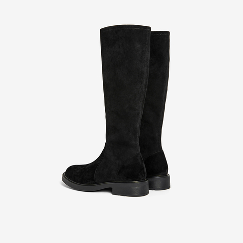 Bata瘦瘦靴女2025冬季新款显瘦增高百搭弹力粗跟长筒靴67053DG5