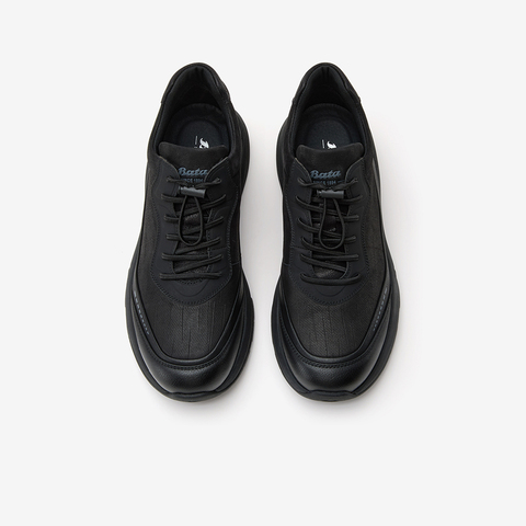 Bata休闲鞋男2025冬季商场新款牛皮厚底通勤休闲运动鞋25166DM5