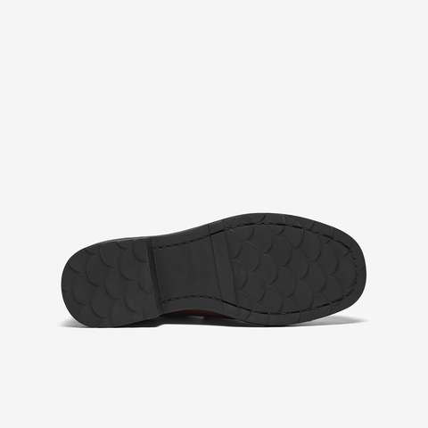 Bata乐福鞋女2025秋季新款复古英伦风牛皮通勤粗跟单鞋C5563CM5