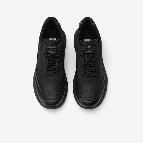 Bata休闲鞋男2025冬季商场新款牛皮厚底通勤休闲运动鞋25166DM5