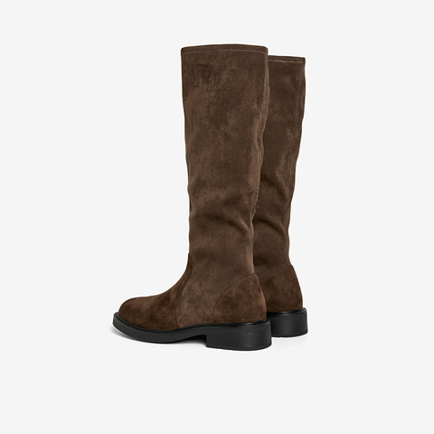 Bata瘦瘦靴女2025冬季新款显瘦增高百搭弹力粗跟长筒靴67053DG5