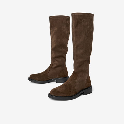 Bata瘦瘦靴女2025冬季新款显瘦增高百搭弹力粗跟长筒靴67053DG5