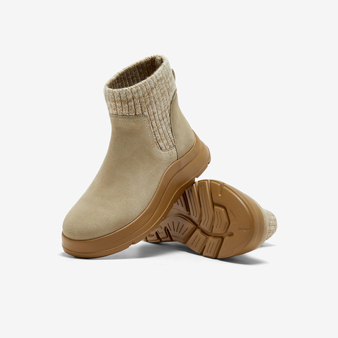 Bata瘦瘦靴女2025冬新款牛剖皮英伦风厚底袜靴弹力短靴AD147DD5