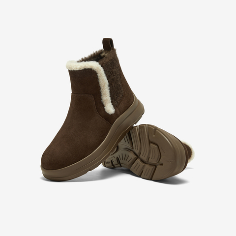 Bata雪地靴女2025冬商场新款牛皮保暖厚底百搭时尚短靴AD150DD5