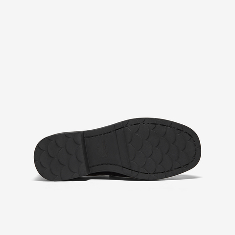 Bata乐福鞋女2025秋季新款复古英伦风牛皮通勤粗跟单鞋C5563CM5