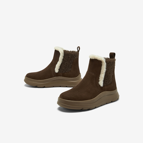 Bata雪地靴女2025冬商场新款牛皮保暖厚底百搭时尚短靴AD150DD5