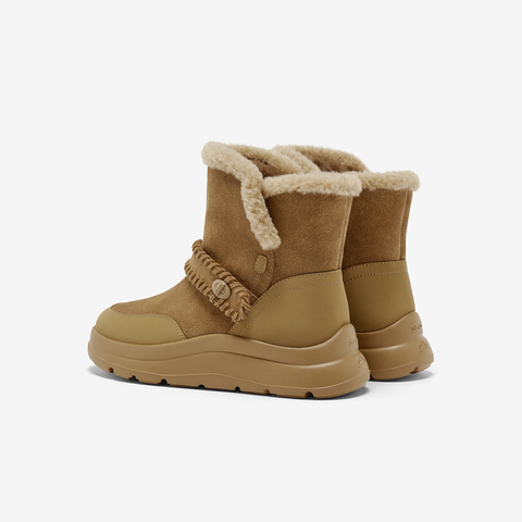 Bata雪地靴女2025冬季商场新款牛剖皮保暖厚底时尚短靴AD146DD5