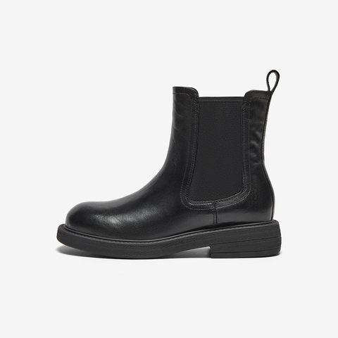 Bata切尔西靴女2025冬商场新款英伦风牛皮通勤百搭短筒靴33578DD5