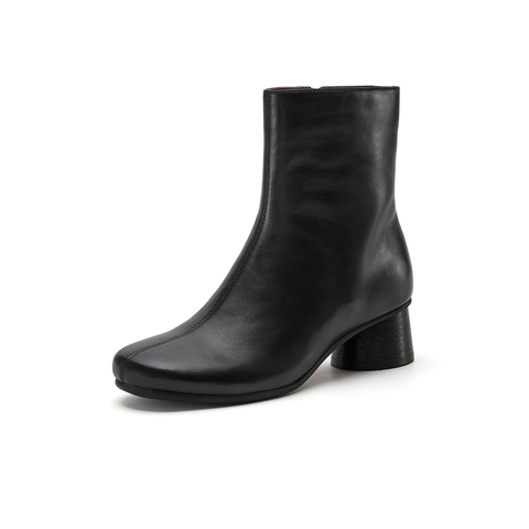 Bata时装靴女2025冬季新款羊皮软底通勤百搭中筒靴66071DZ5