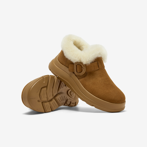 Bata雪地靴女2025冬商场新款牛剖皮保暖厚底时尚毛毛短靴AD123DM5