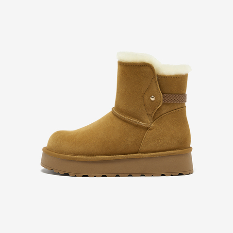 Bata雪地靴女2025冬商场新款牛剖皮保暖厚底百搭时尚短靴AUC50DD5