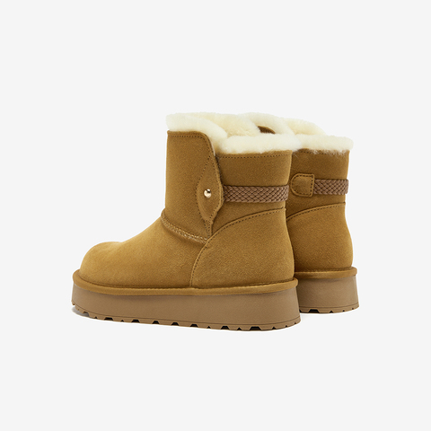 Bata雪地靴女2025冬商场新款牛剖皮保暖厚底百搭时尚短靴AUC50DD5