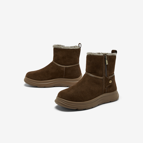 Bata时装靴男2025冬商场新款英伦风牛皮通勤羊毛保暖低靴FFY01DD5