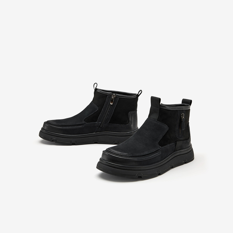 Bata皮靴男2025冬季商场新款加绒休闲百搭通勤低靴79338DD5