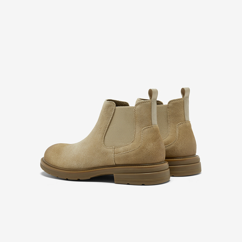 Bata切尔西男2025冬季新款英伦通勤牛剖皮百搭通勤低靴57912DD5