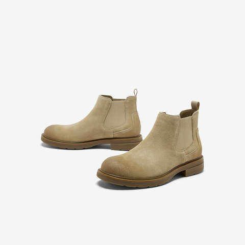 Bata切尔西男2025冬季新款英伦通勤牛剖皮百搭通勤低靴57912DD5