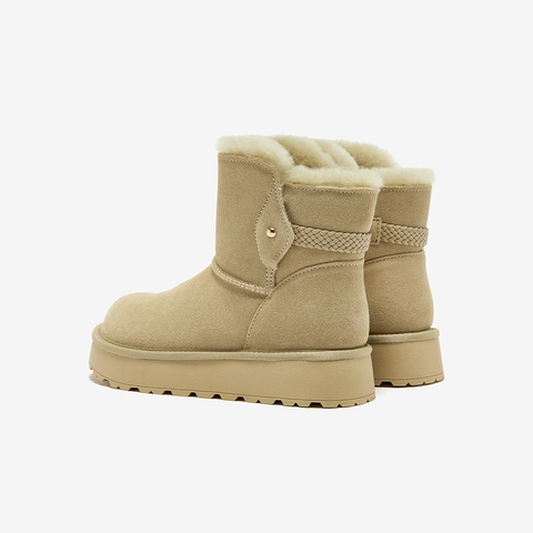 Bata雪地靴女2025冬商场新款牛剖皮保暖厚底百搭时尚短靴AUC50DD5
