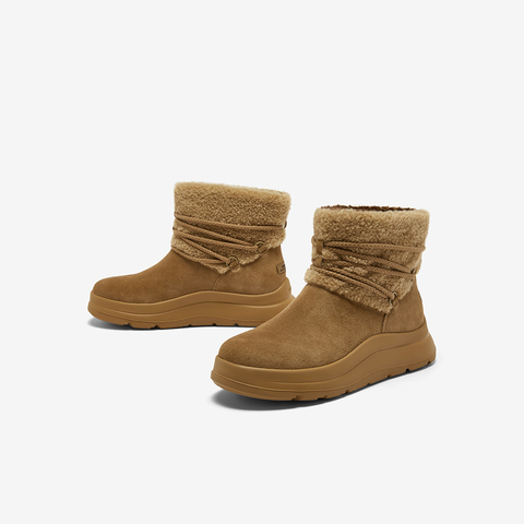 Bata雪地靴女2025冬季商场新款牛剖皮保暖厚底时尚短靴AD143DD5