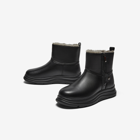 Bata时装靴男2025冬商场新款英伦风牛皮通勤羊毛保暖低靴FFY01DD5