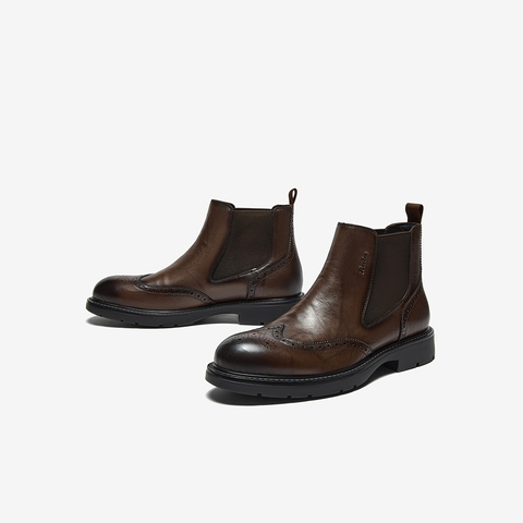 Bata切尔西靴男2025冬季新款牛皮英伦风通勤百搭低靴29691DD5