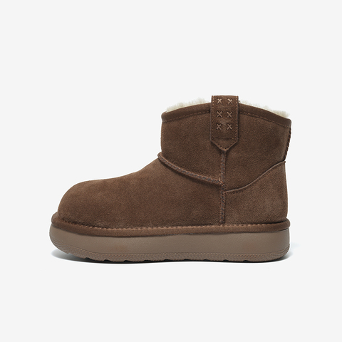 Bata雪地靴女2025冬季新款百搭休闲牛剖皮毛毛厚底短筒靴52631DD5