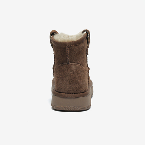 Bata雪地靴女2025冬季新款百搭休闲牛剖皮毛毛厚底短筒靴52631DD5