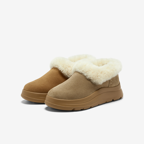 Bata毛毛鞋女2025冬新款牛剖皮保暖厚底百搭时尚毛毛短靴AD124DM5