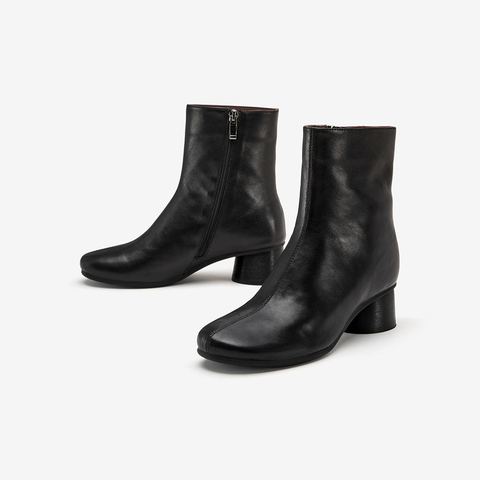 Bata时装靴女2025冬季新款羊皮软底通勤百搭中筒靴66071DZ5